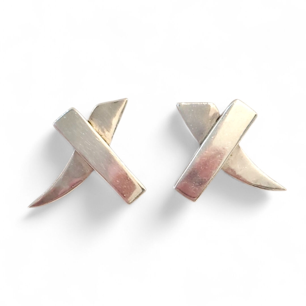 Vintage Mexico Sterling Silver "X" Earrings